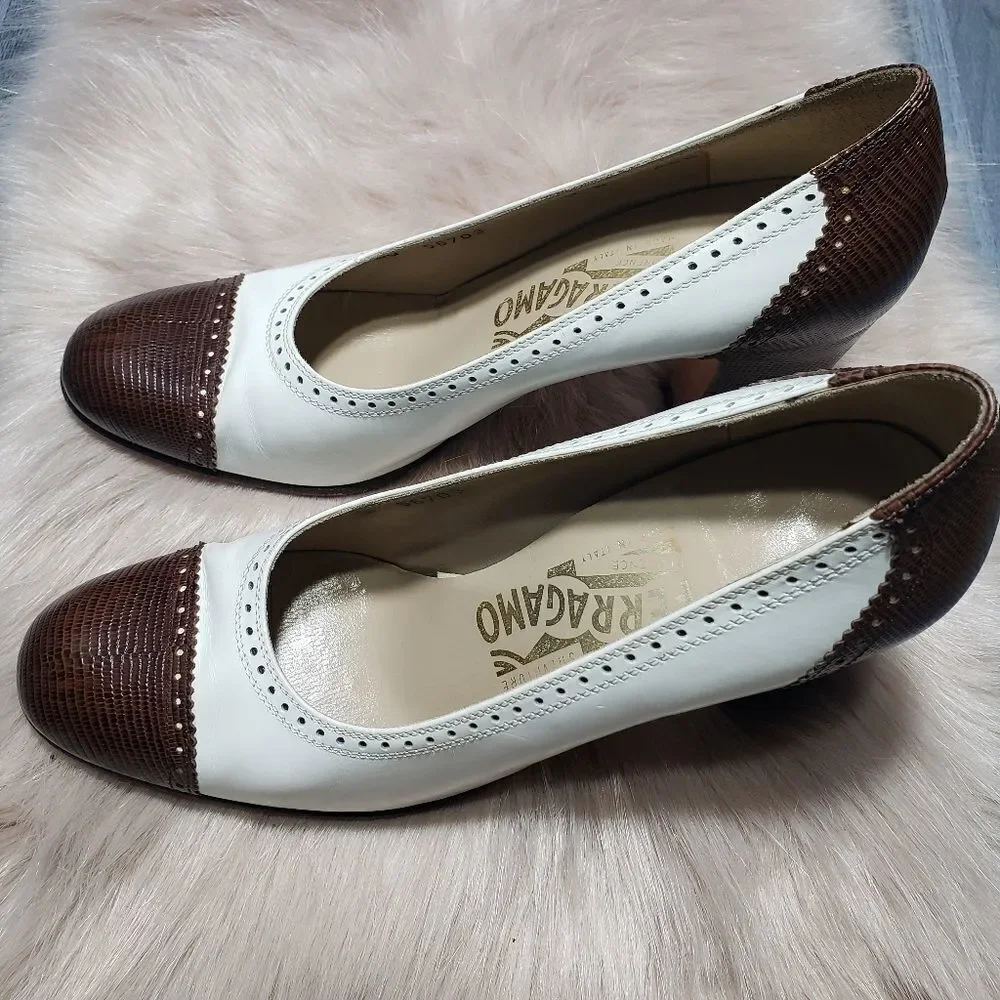 Salvatore Ferragamo Black and White Saddle shoes H